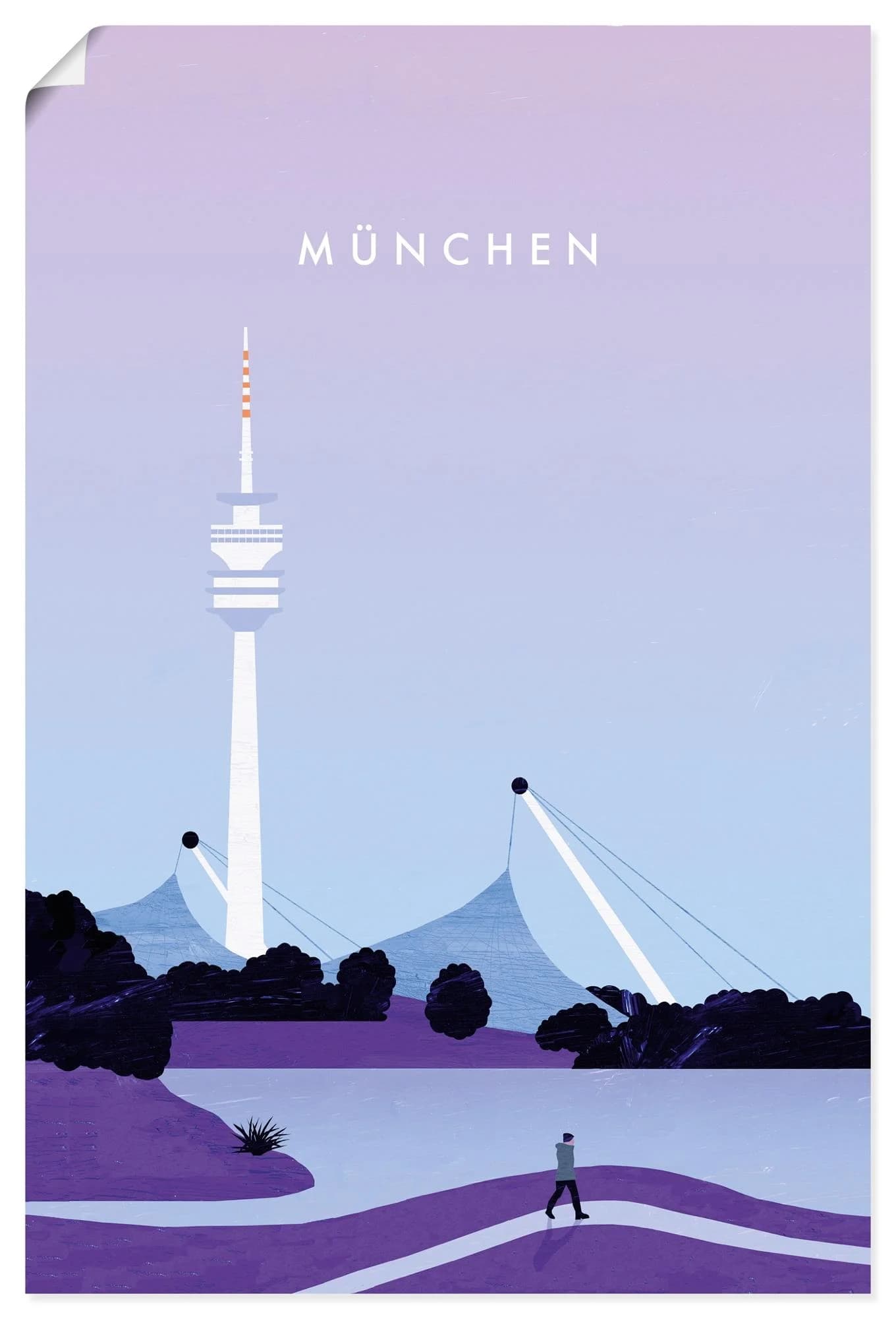 ARTLAND Wandbild München Lila Kunstdruck