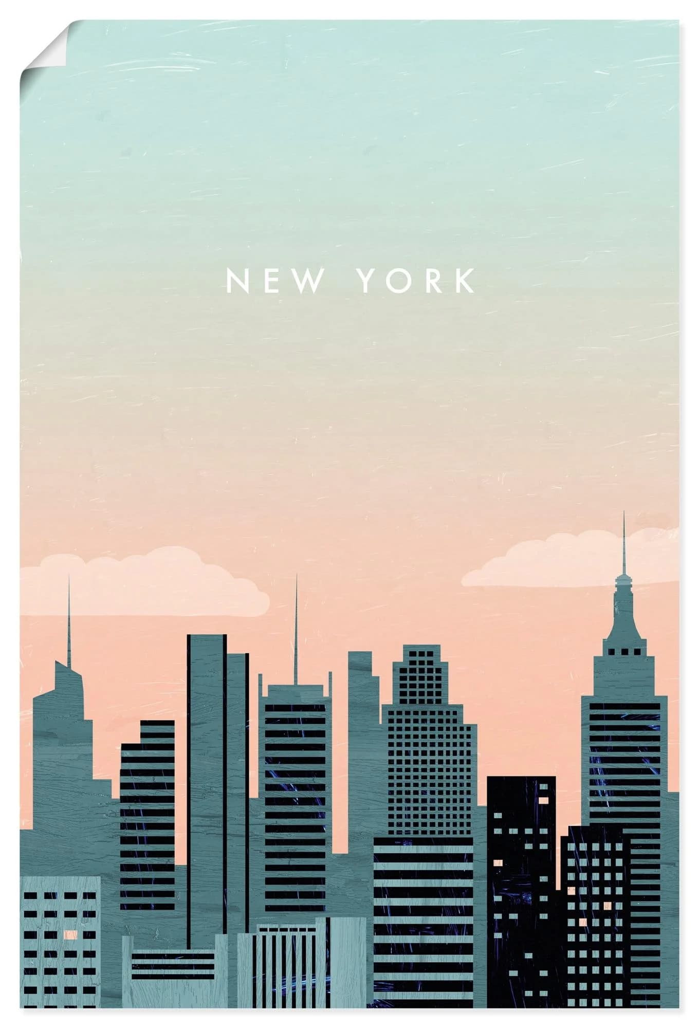 ARTLAND Wandbild New York Blau Kunstdruck