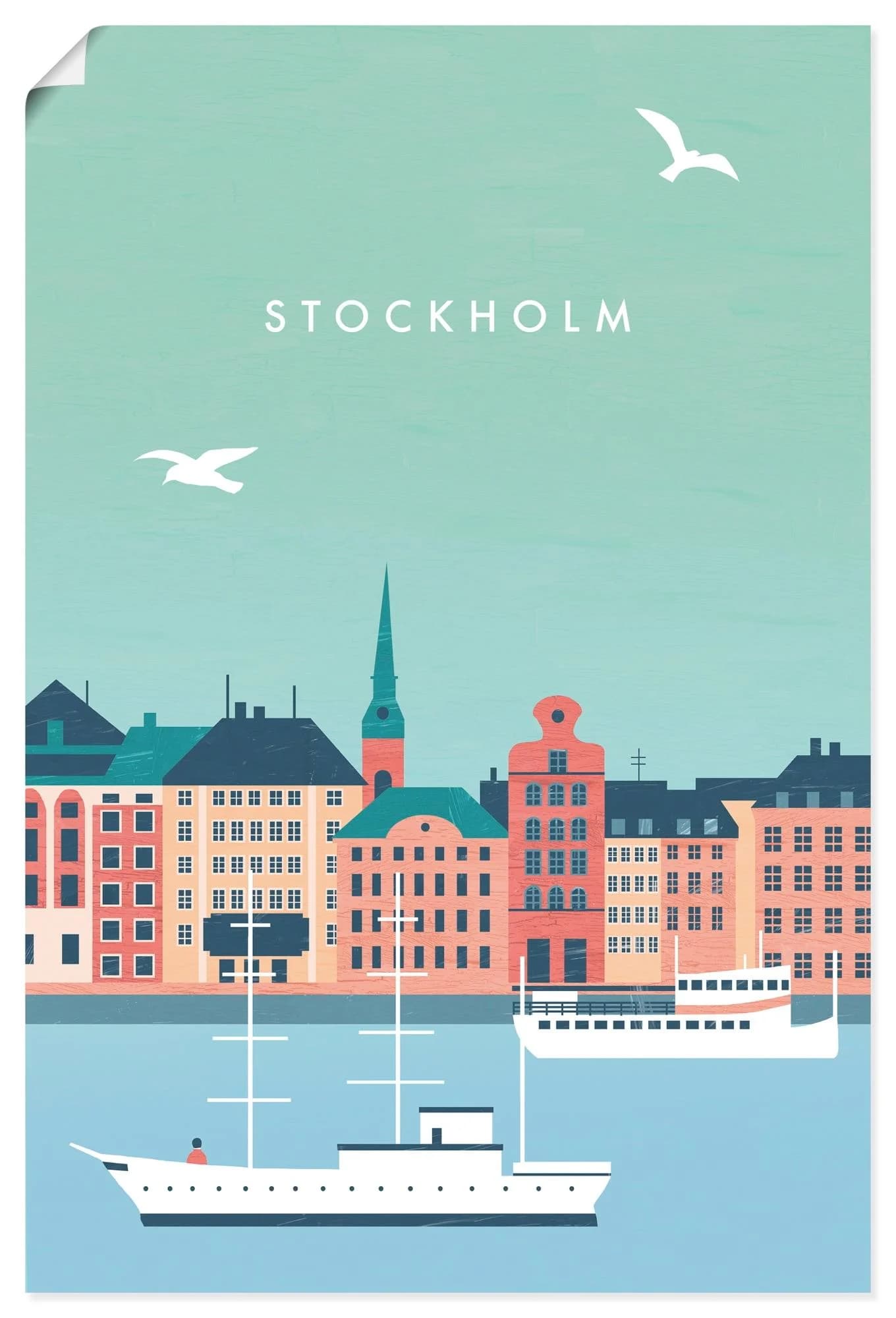 ARTLAND Wandbild Stockholm Blau 40x60 cm Kunstdruck
