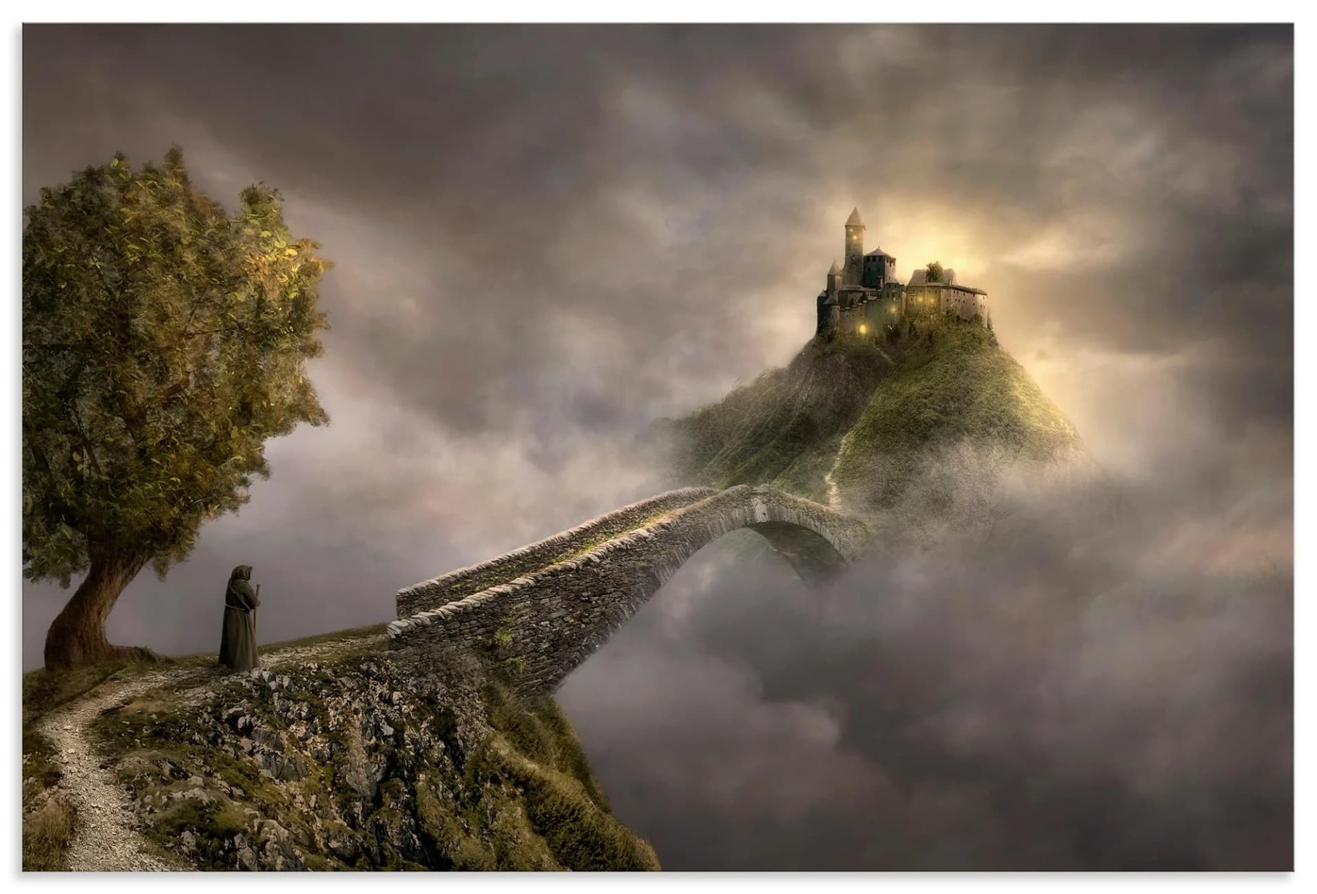 Artland Wandbild Über den Wolken Alu Dibond Naturfarben