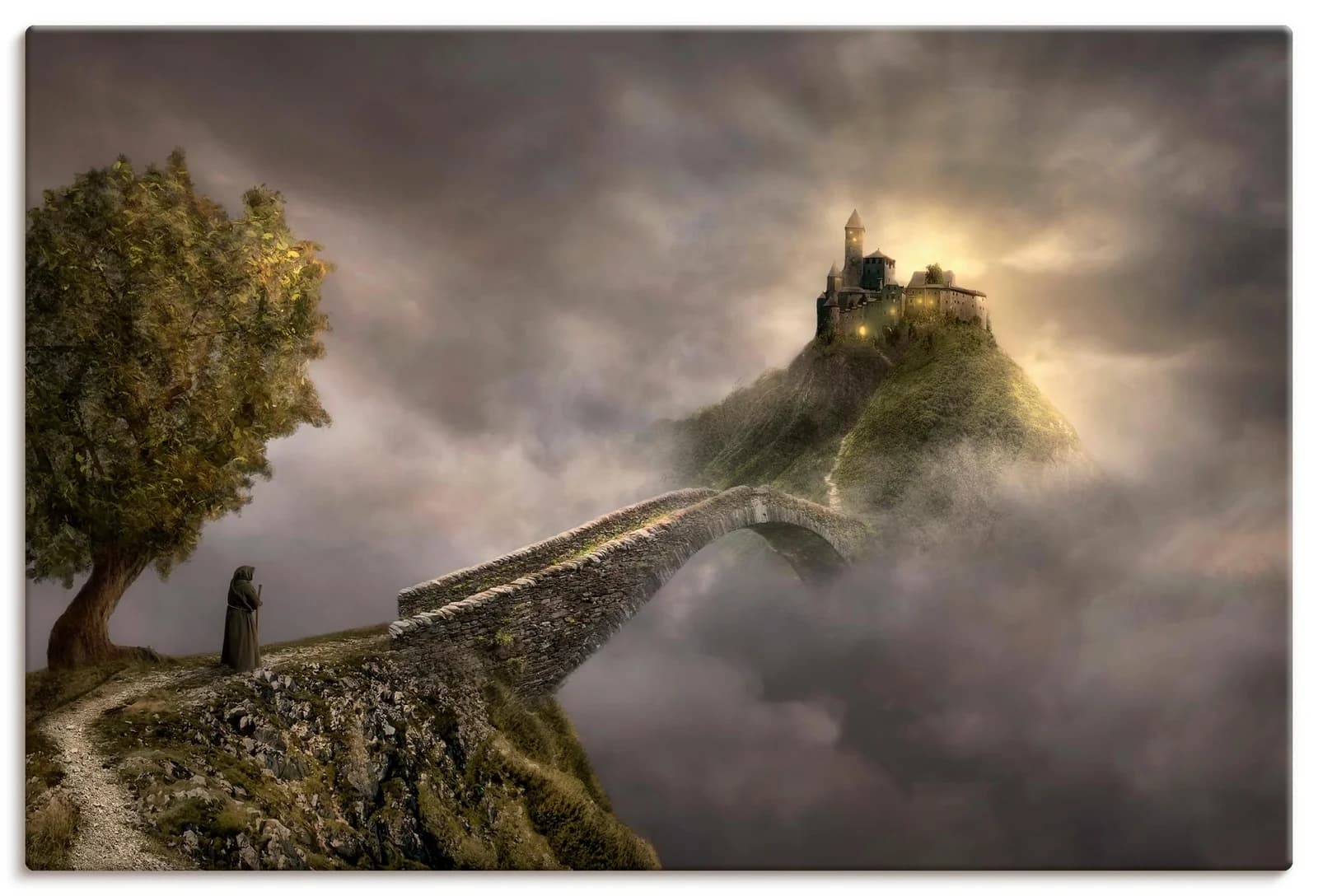 ARTLAND Wandbild Über den Wolken Leinwandbild Naturfarben