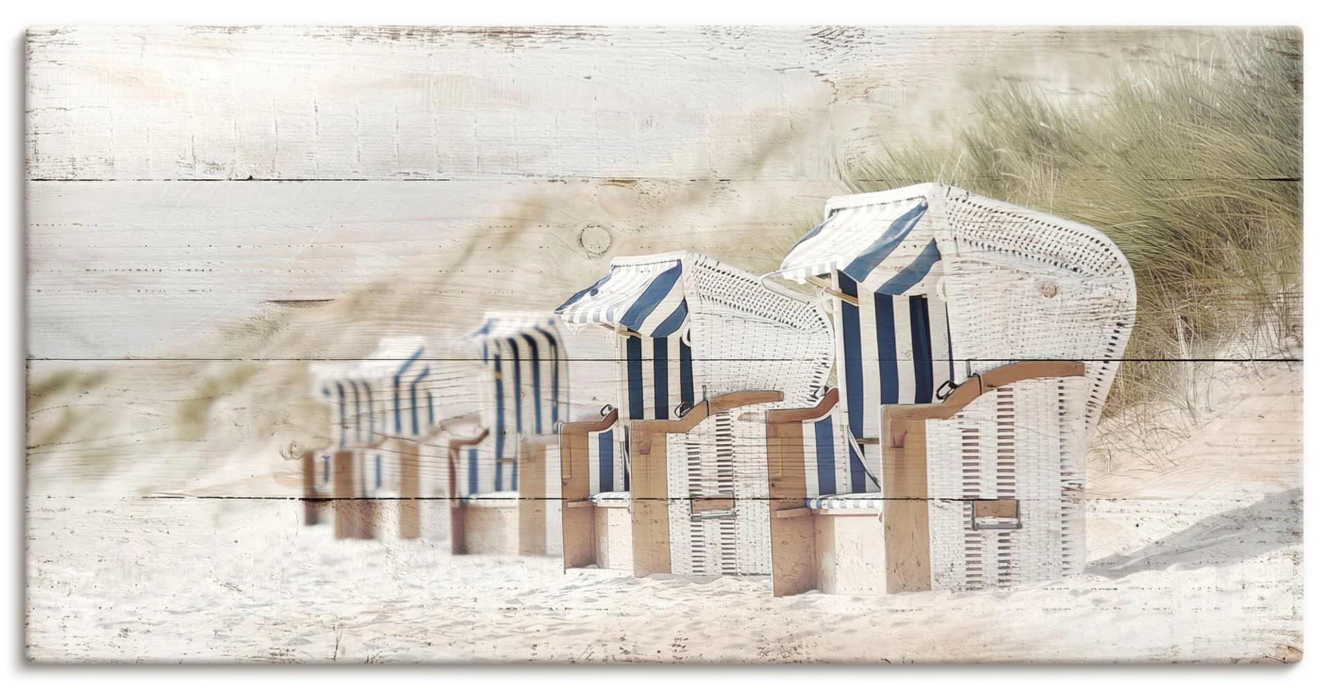 OTTO HOME Leinwandbild Strandkörbe Beige Canvas