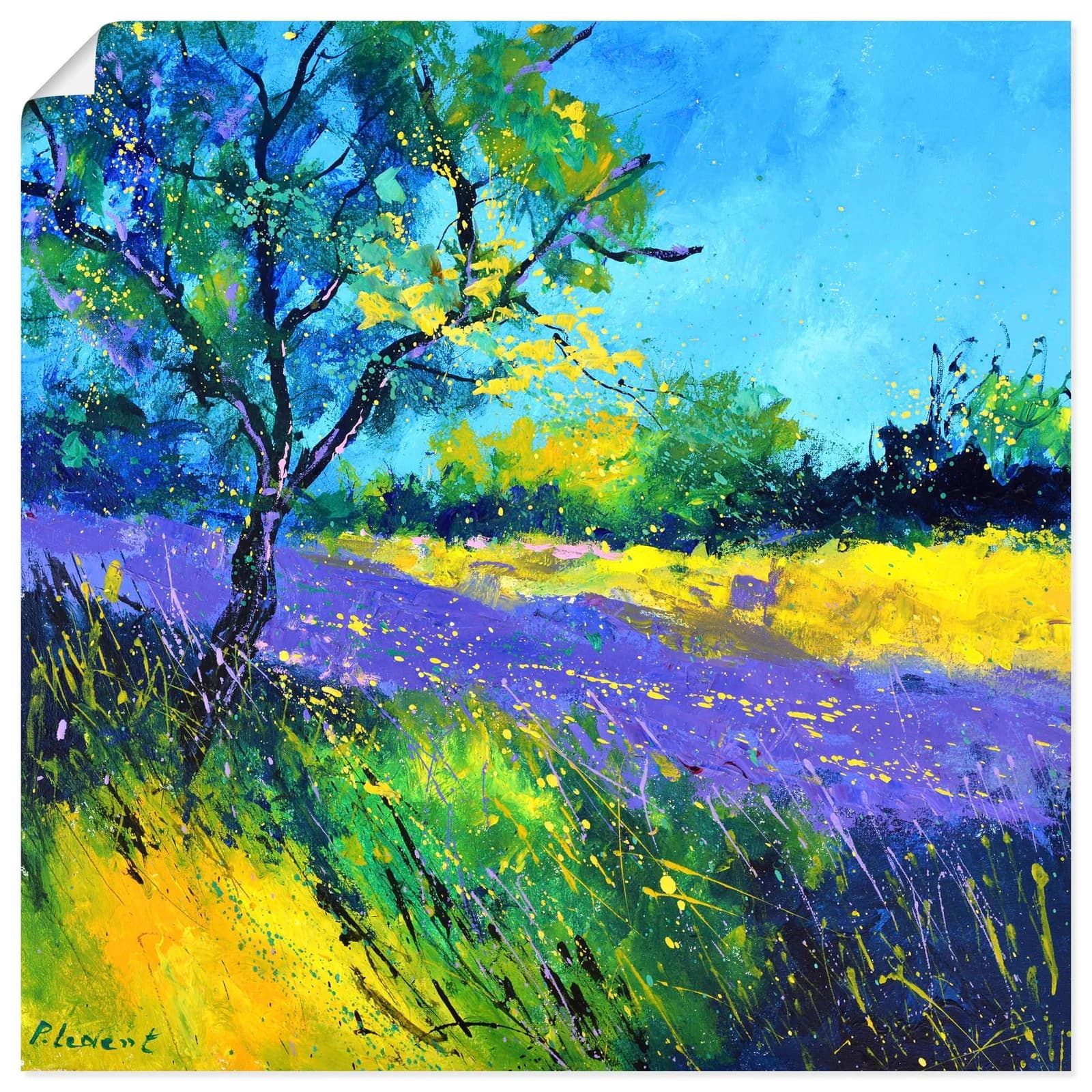 ARTLAND Wandbild Lavender Field Poster 30x30 cm Gelb