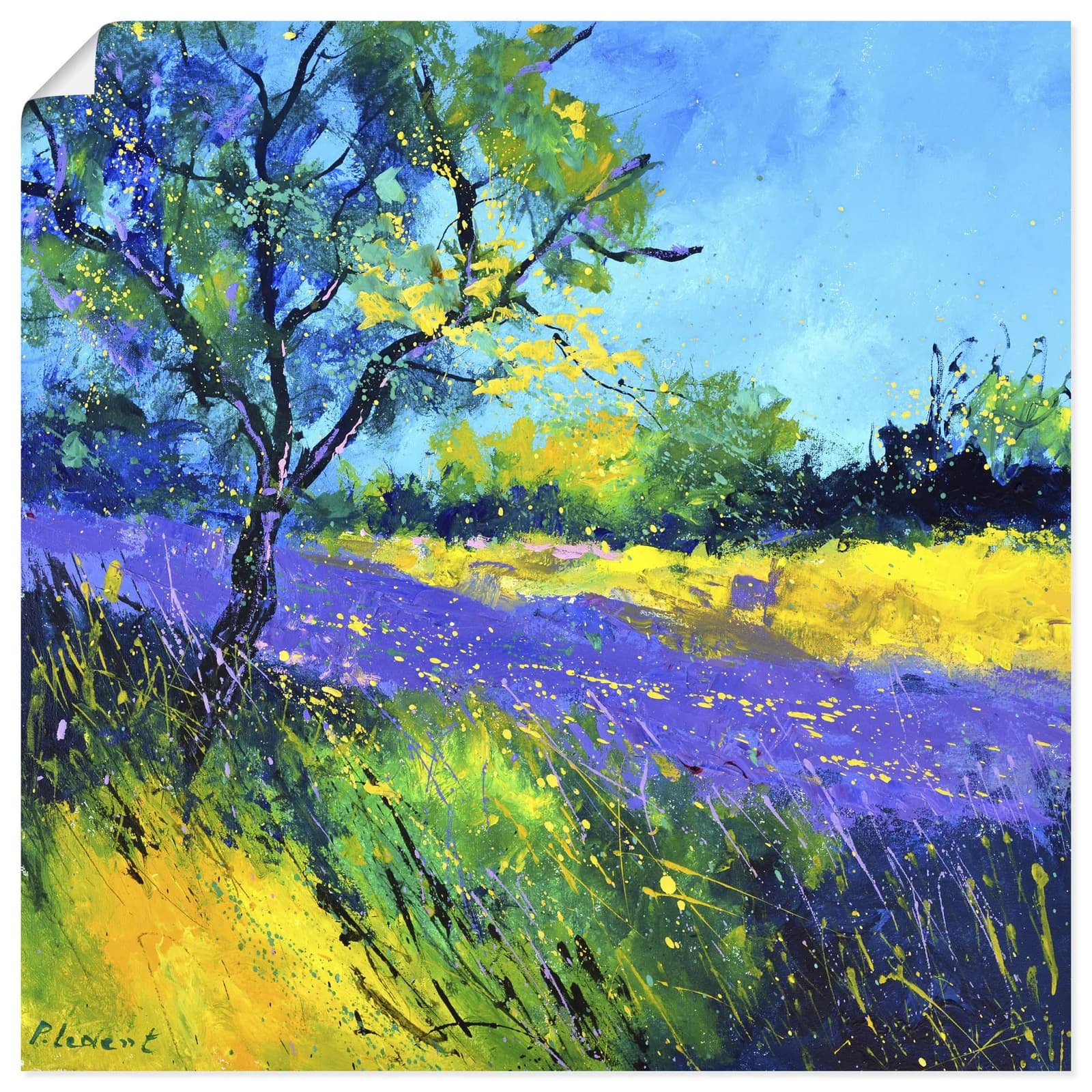 ARTLAND Wandbild Lavender field Poster 40x40 cm Gelb