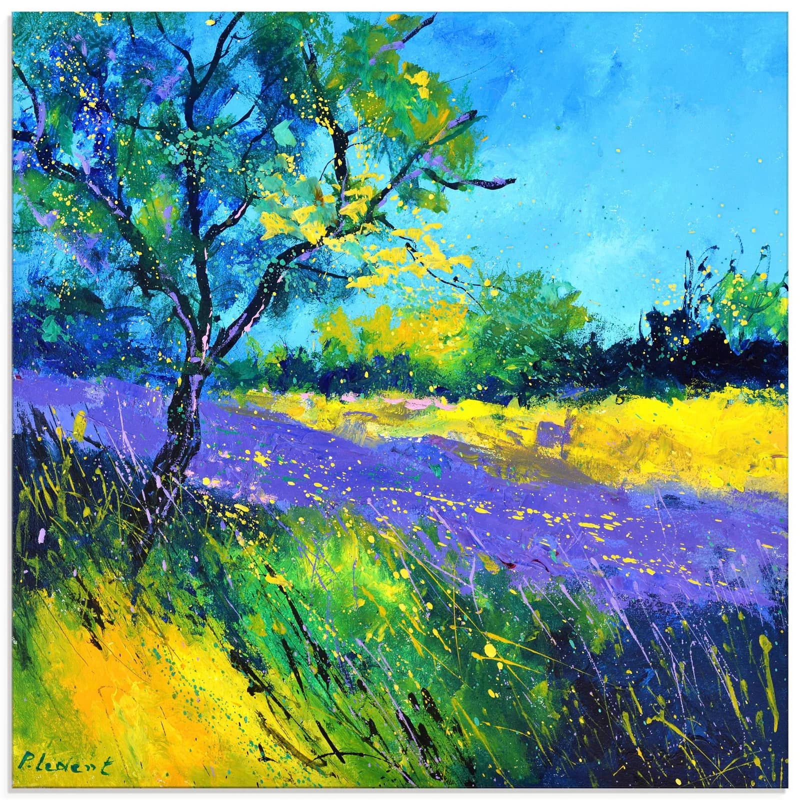 ARTLAND Wandbild Lavender Field Gelb 50x50 cm