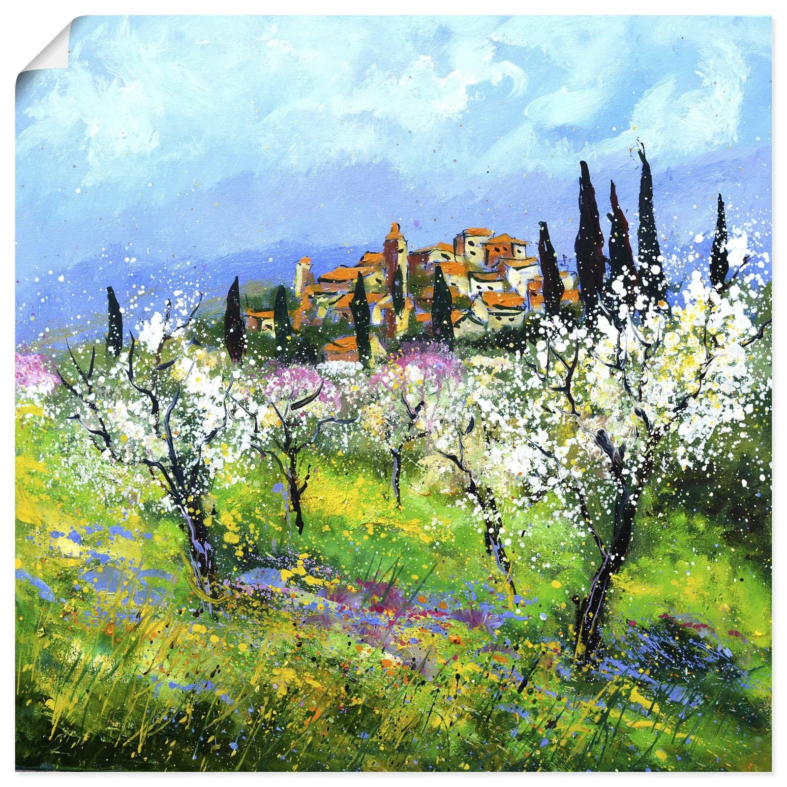 ARTLAND Wandbild Spring in Provence Grün 30x30 cm Poster