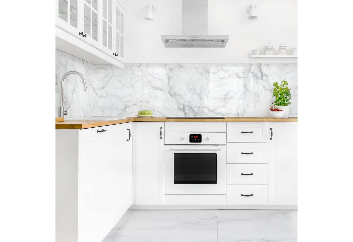 Bilderdepot24 Küchenrückwand Bianco Carrara Weiß Selbstklebend - Bild 4