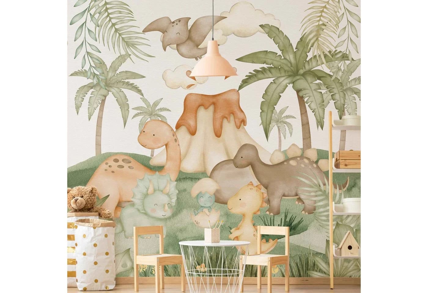 Bilderdepot24 Kindertapete Dino Baby Welt Tiere Kinderzimmer Palme Vlies - Bild 2