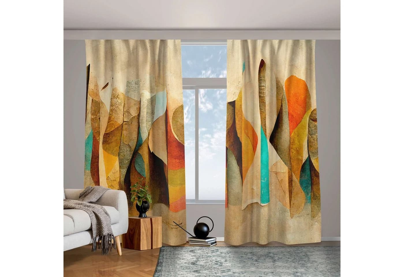Bilderdepot24 Vorhang Samt Modern Bunt Abstrakt