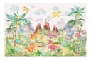 Bilderdepot24 Kindertapete Wilde Dinowelt Aquarell Wald Illustration Kinder Natur Landschaft Bunt Bild 1