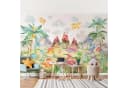 Bilderdepot24 Kindertapete Wilde Dinowelt Aquarell Wald Illustration Kinder Natur Landschaft Bunt Bild 2