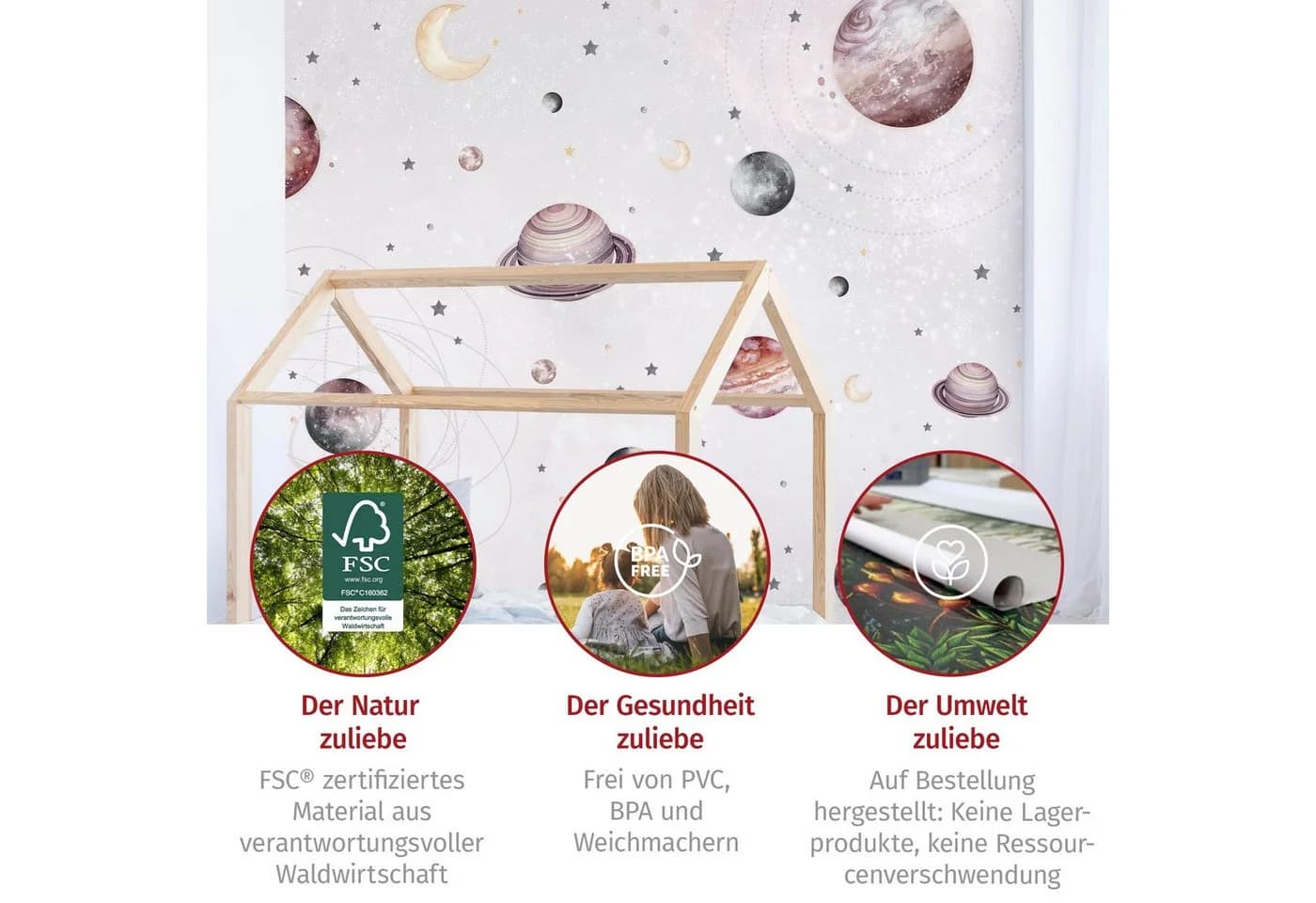 Bilderdepot24 Kindertapete Planeten Mond Sterne Aquarell Vlies - Bild 5