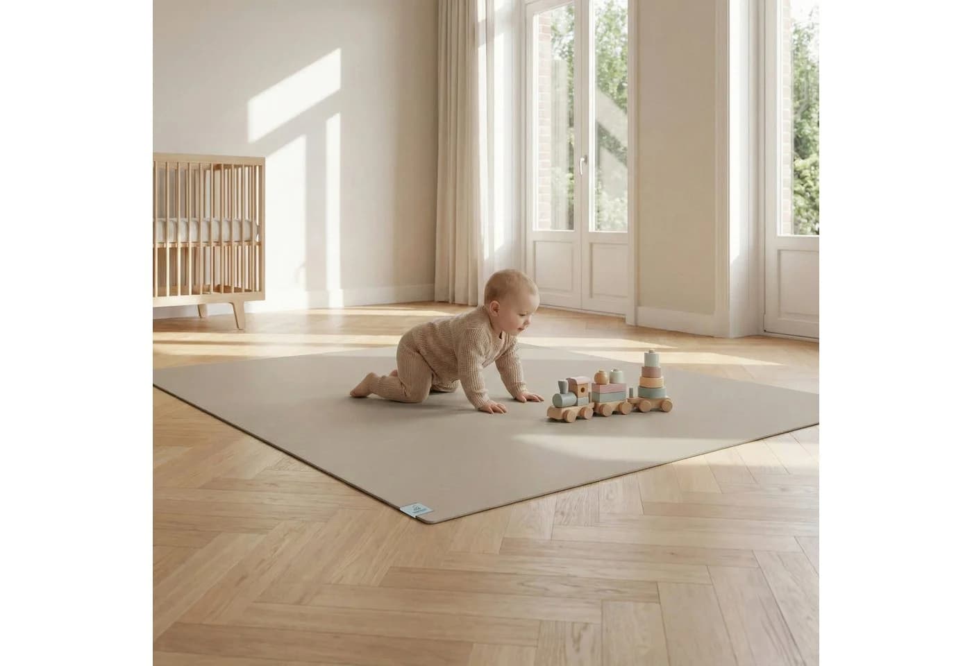 Sanosoft Spielmatte Krabbelmatte XXL Beige Made in Germany