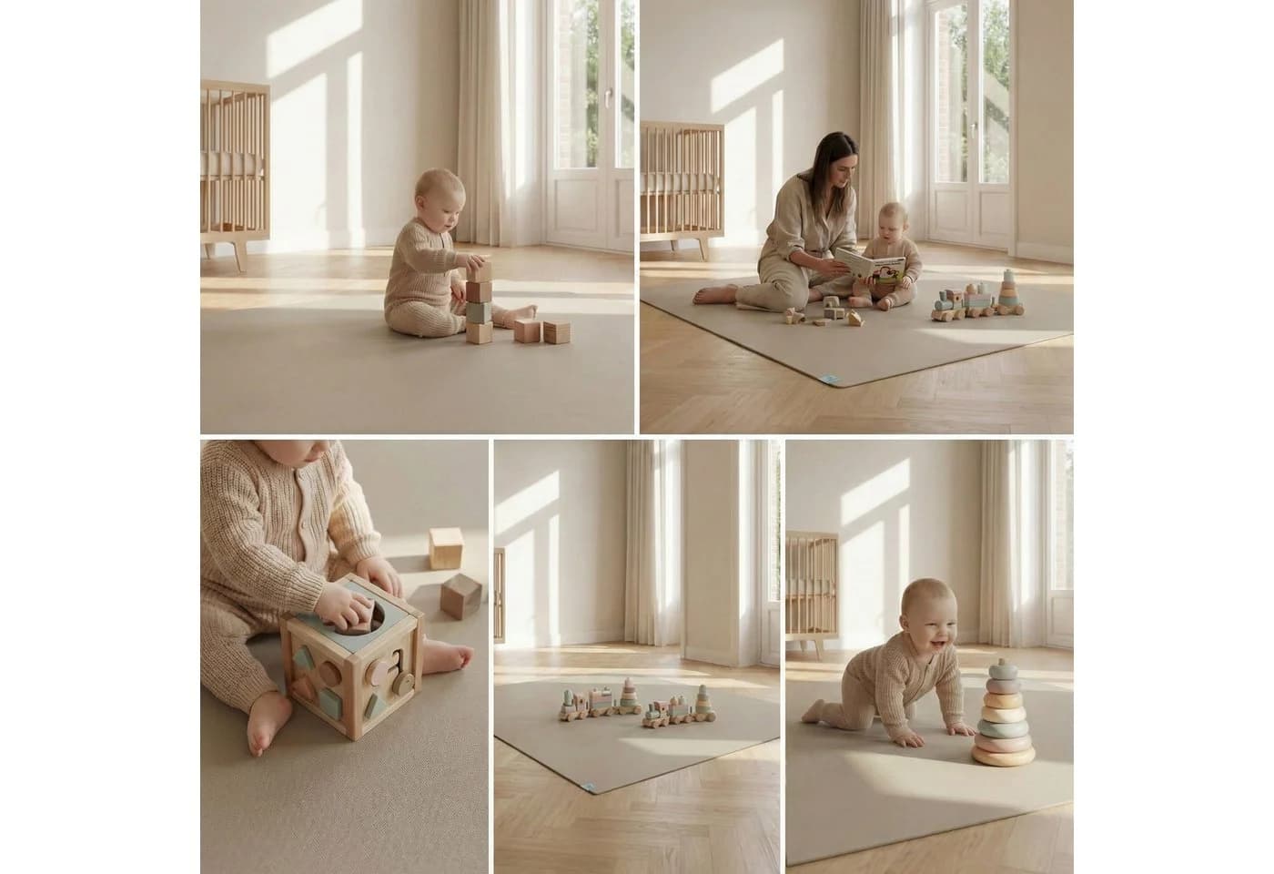 Sanosoft Spielmatte Krabbelmatte XXL Beige Made in Germany - Bild 3