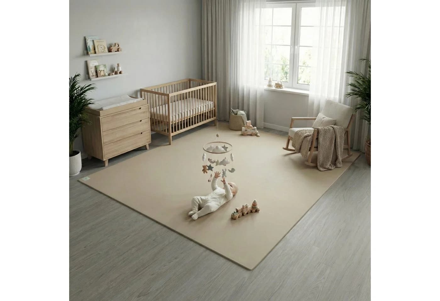 Sanosoft Spielmatte Krabbelmatte XXL Beige Made in Germany - Bild 5