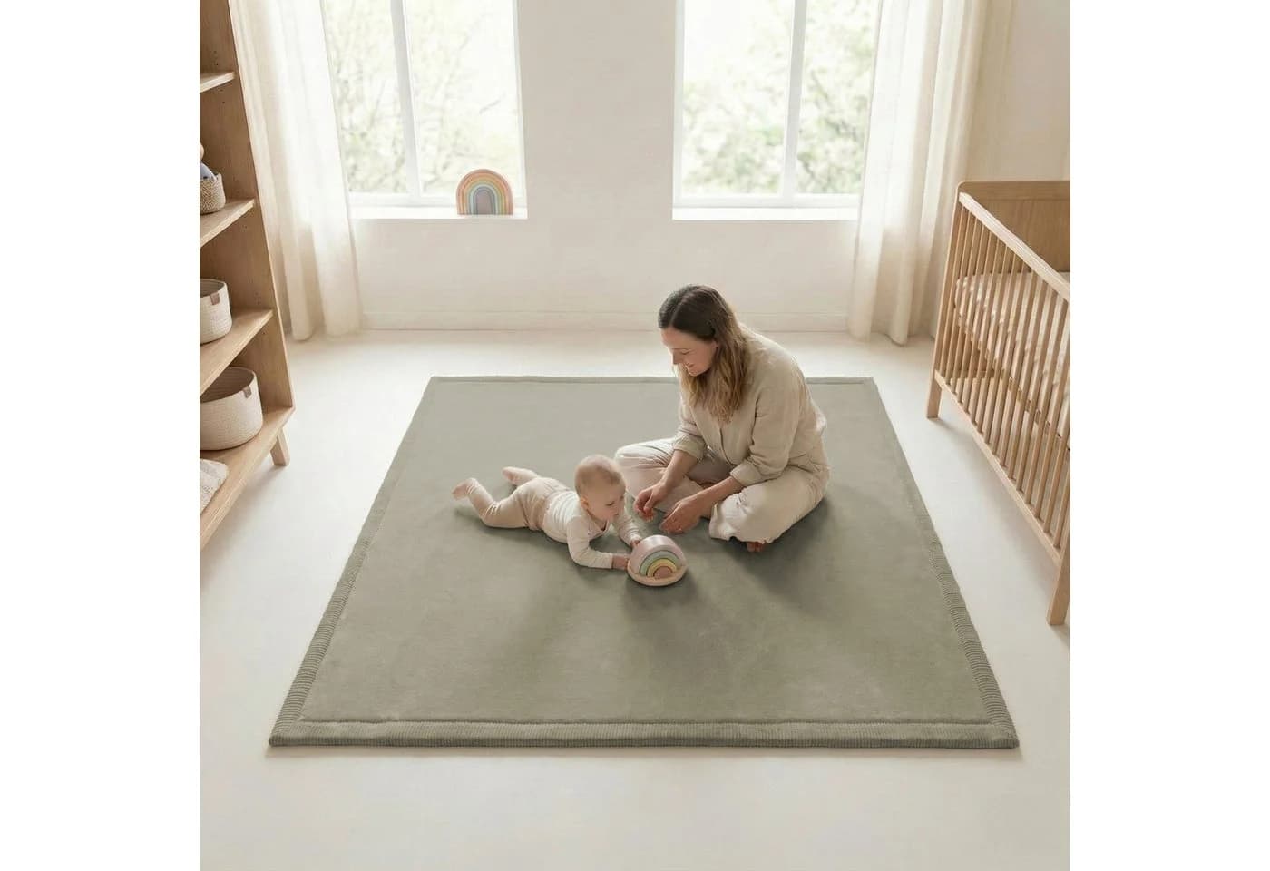 Sanosoft Krabbelteppich Schilfgrün Memory-Foam OEKO-TEX