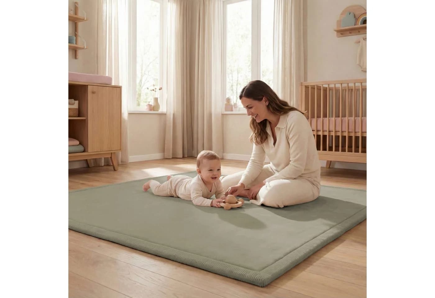 Sanosoft Krabbelteppich Schilfgrün Memory-Foam OEKO-TEX - Bild 2