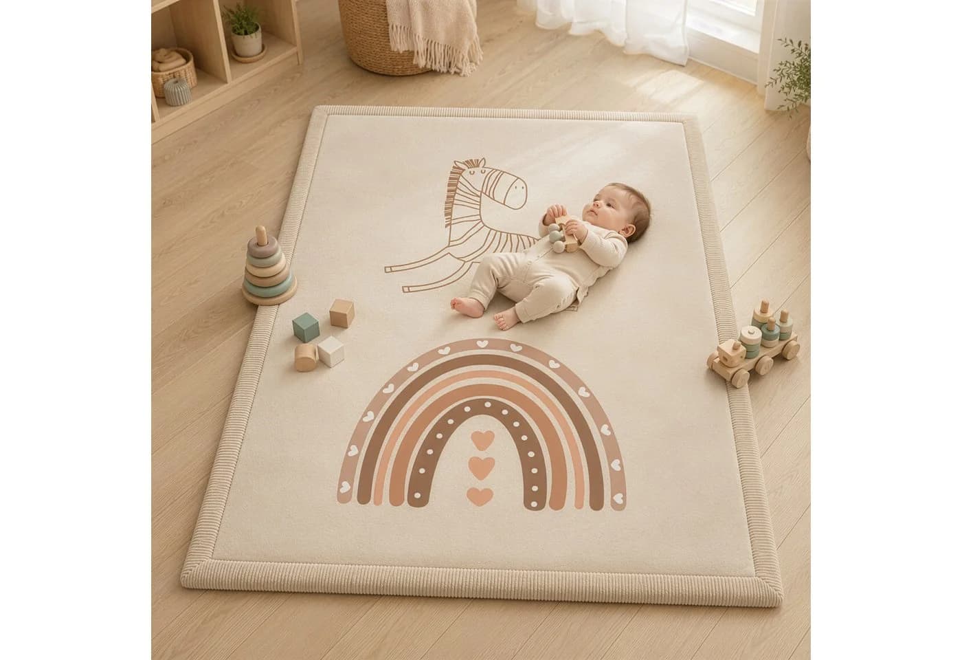 Sanosoft Krabbelteppich Regenbogen 120x170cm Memory-Foam - Bild 2