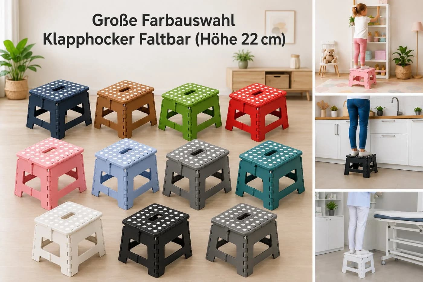 HH-Haushalt Klapptritt Weiß Faltbar Tritthocker - Bild 5