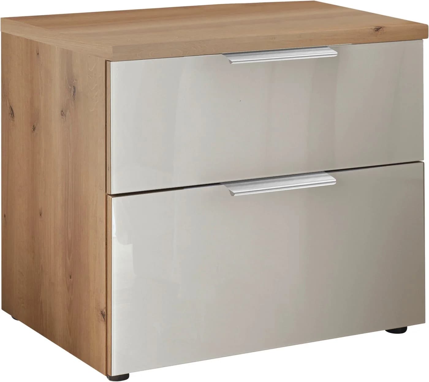 WIEMANN Como Nachtkonsole Bianco-Eiche Glas Chrom - Bild 2