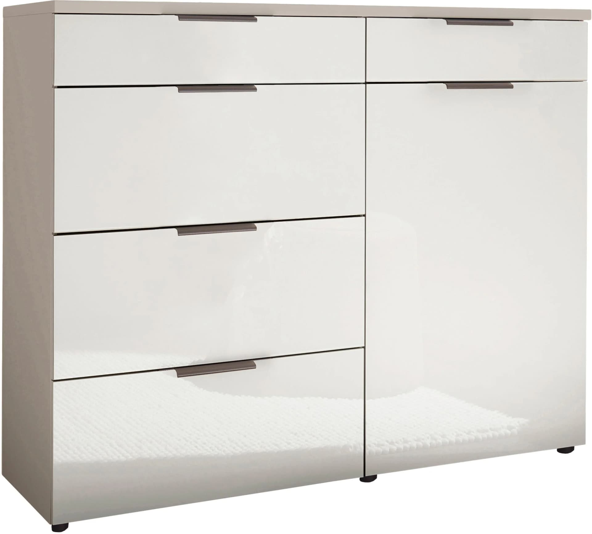 WIEMANN Como Kombikommode Weiß Grau Glas Soft-Close