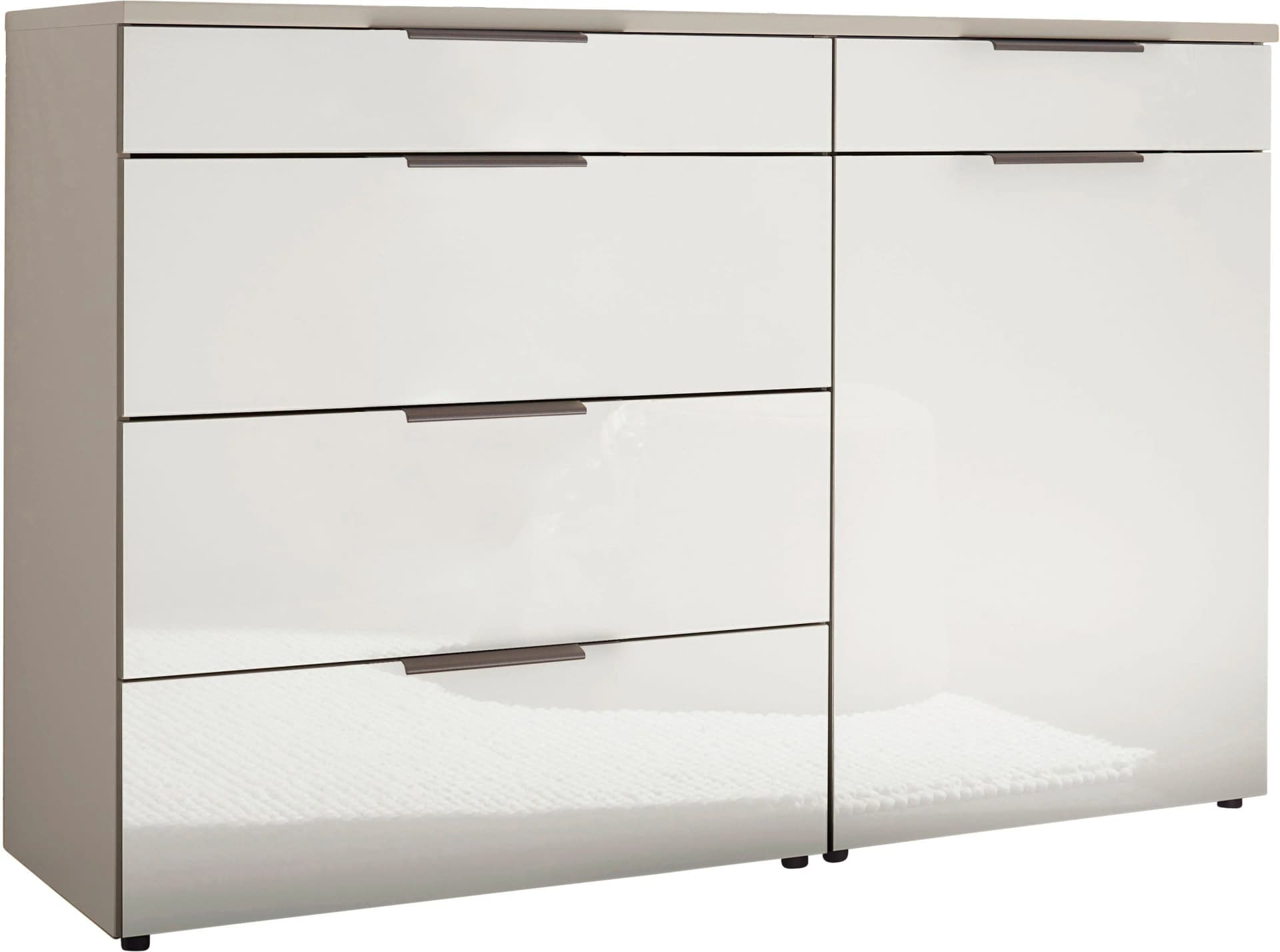 WIEMANN Como Kombikommode Weiß Grau Glas Soft-Close