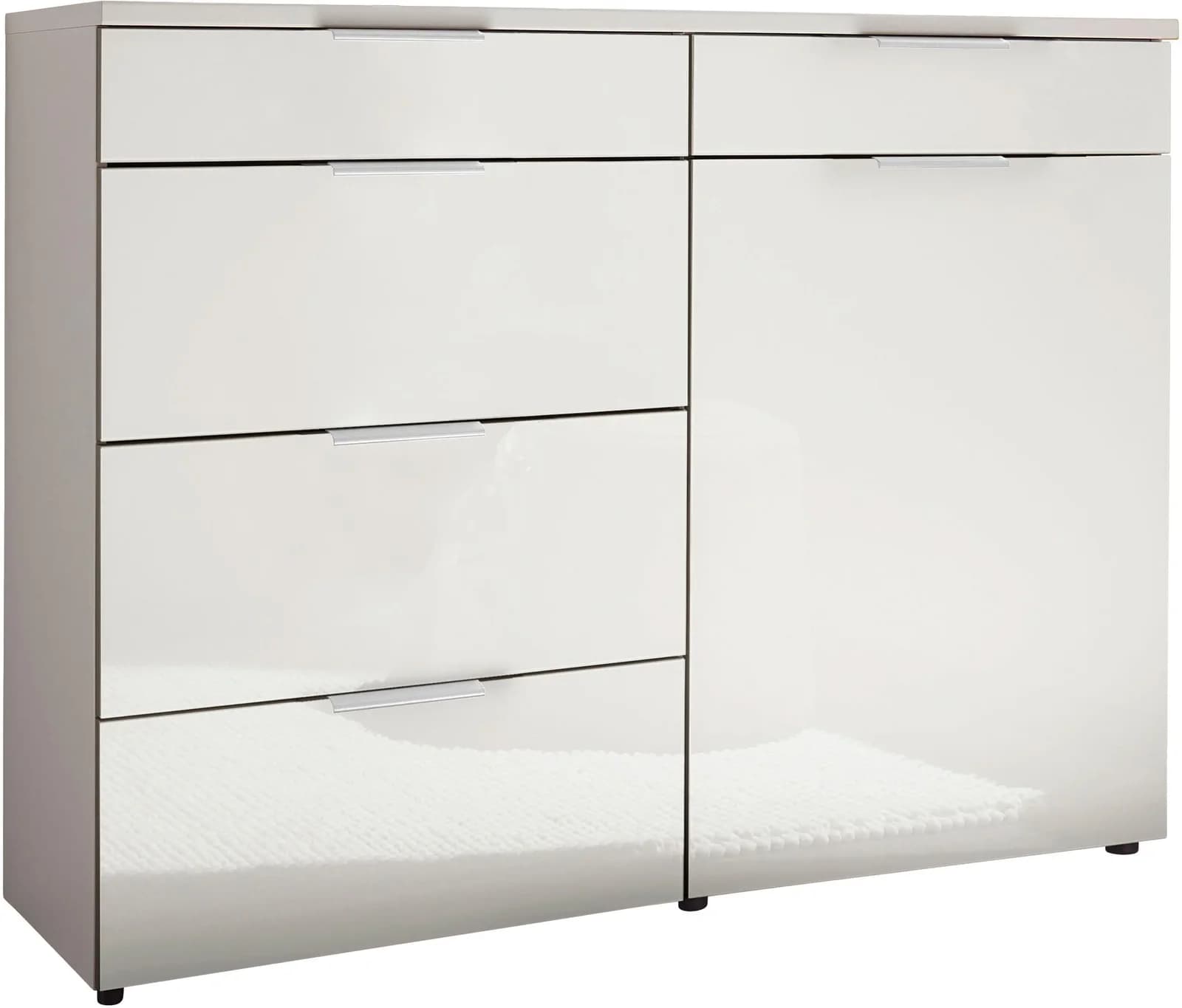 Wiemann Kombikommode Como Weiß Glas Chrom mit Soft-Close