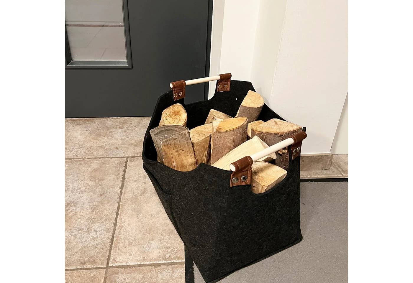 Karat Filztasche Vesta Allzweckkorb Grau Verstärkter Holzgriff - Bild 4