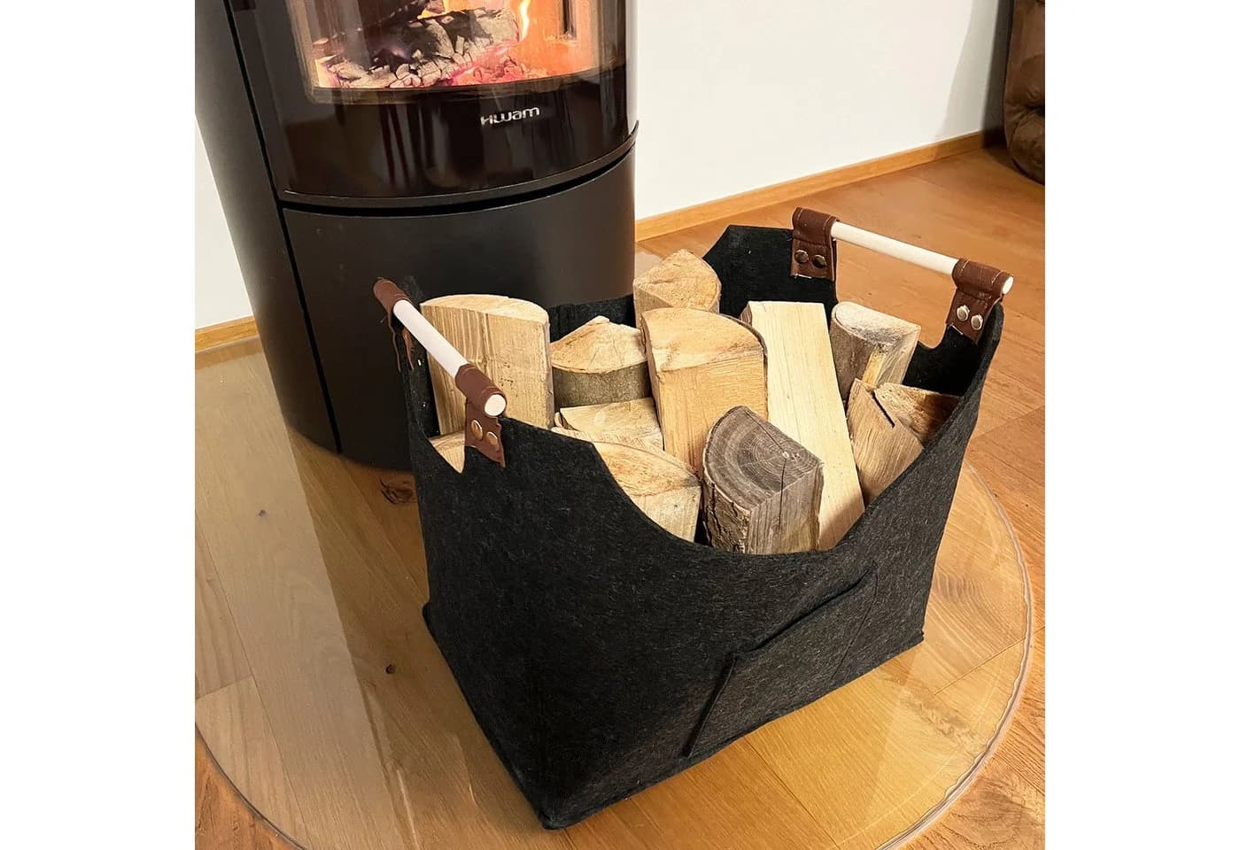 Karat Filztasche Vesta Allzweckkorb Grau Verstärkter Holzgriff - Bild 5