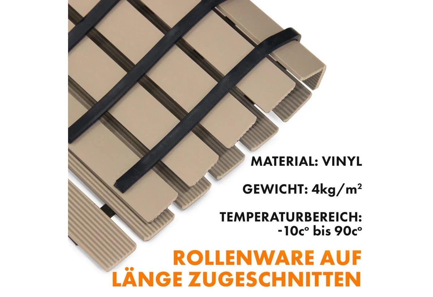 Karat Badematte Antirutsch für Nasszonen, Vinyl, Beige/Grau/Schwarz - Bild 4