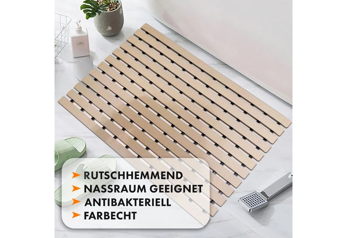 Karat Badematte Antirutsch für Nasszonen, Vinyl, Beige/Grau/Schwarz - Bild 5