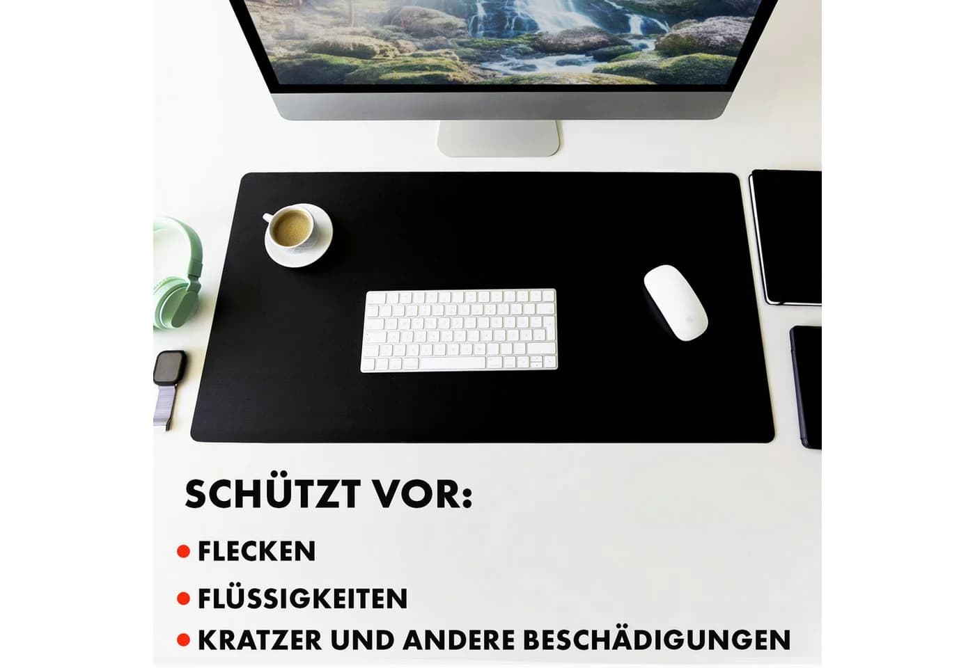 Floordirekt Schreibtischunterlage Nero Schwarz Kunstleder - Bild 5