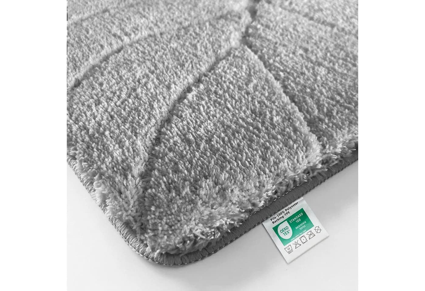 Floordirekt Badematte Maris Silber Flauschig Blattstruktur Rutschfest
