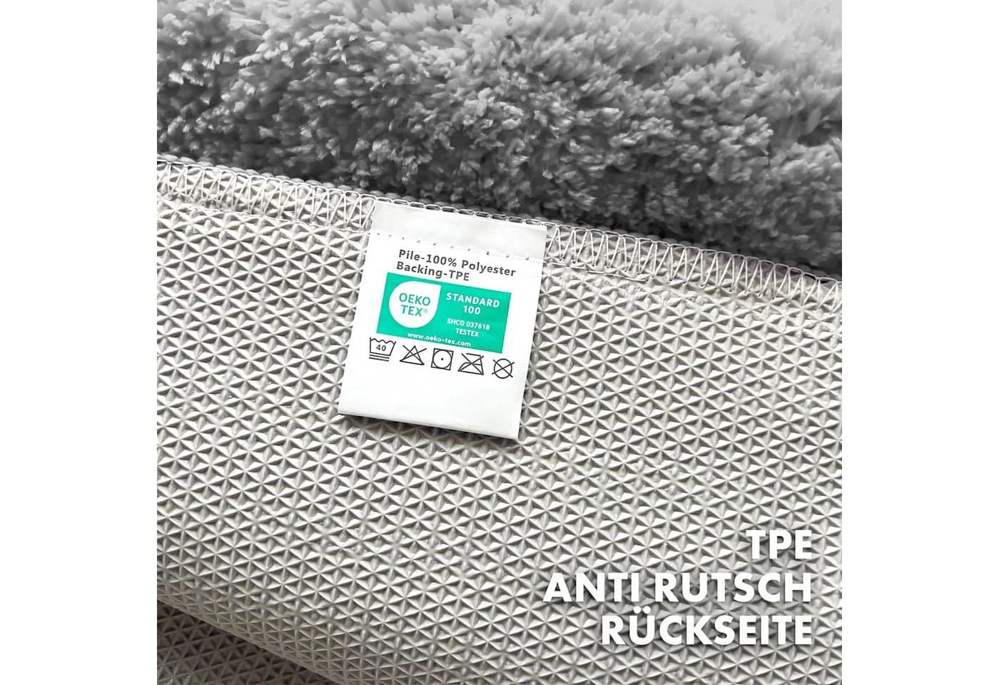 Floordirekt Badematte Maris Silber Flauschig Blattstruktur Rutschfest - Bild 5
