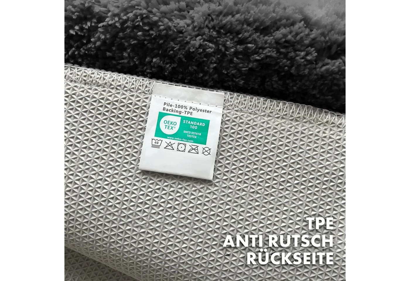 Floordirekt Badematte Maris Flauschiger Badteppich Blattstruktur Rutschfest Schwarz - Bild 5