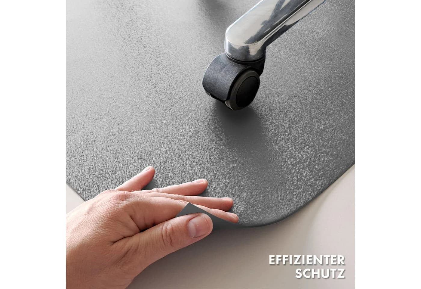 Floordirekt Bodenschutzmatte Kleopatra PVC mit 45-Grad-Kante Grau - Bild 3