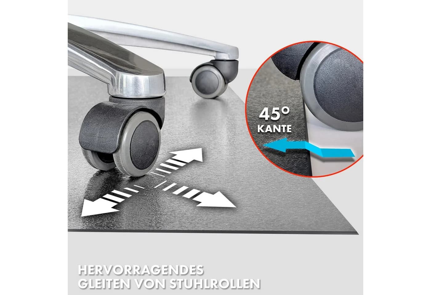 Floordirekt Bodenschutzmatte Kleopatra PVC mit 45-Grad-Kante Grau - Bild 4