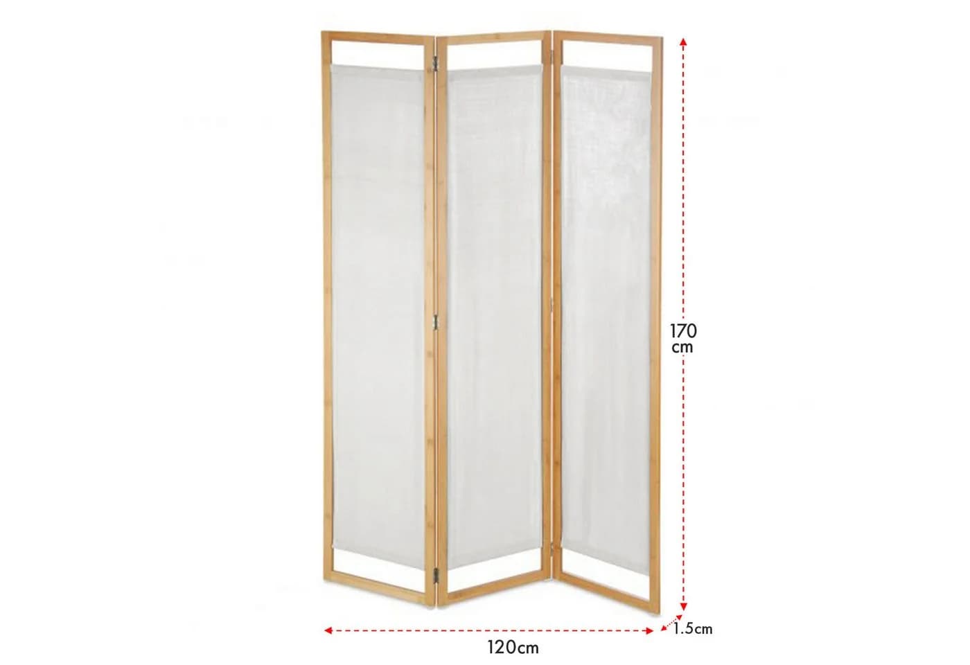 Floordirekt Paravent Bambus-Trennwand Tennessee Faltbar Beige