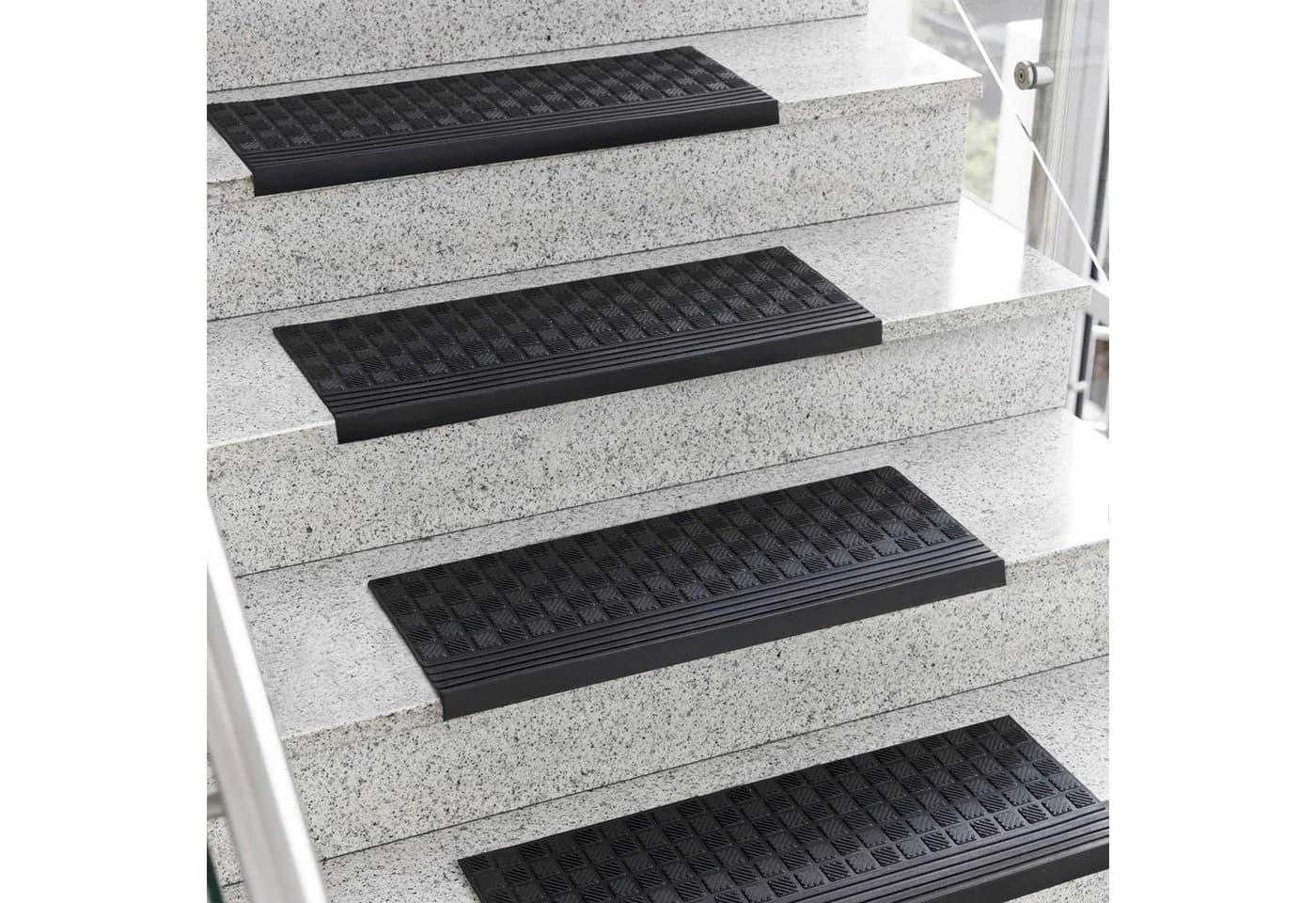 Floordirekt Stufenmatte Diamond 5er Set Schwarz Gummi Antirutsch