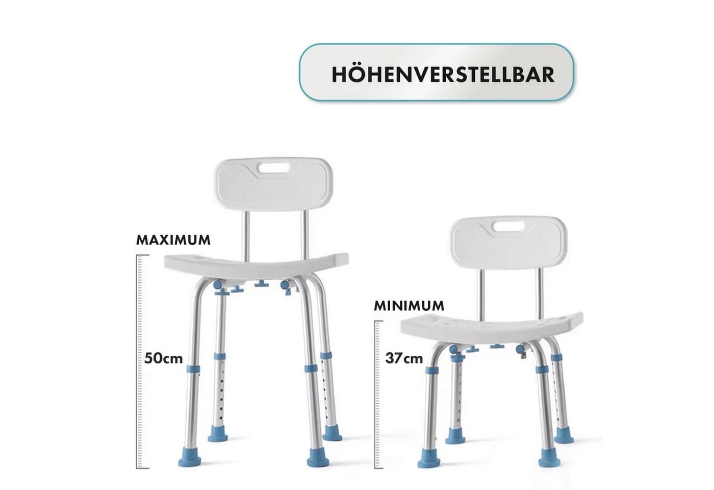 Karat Duschhocker Jonah Weiß Höhenverstellbar mit Rückenlehne - Bild 4