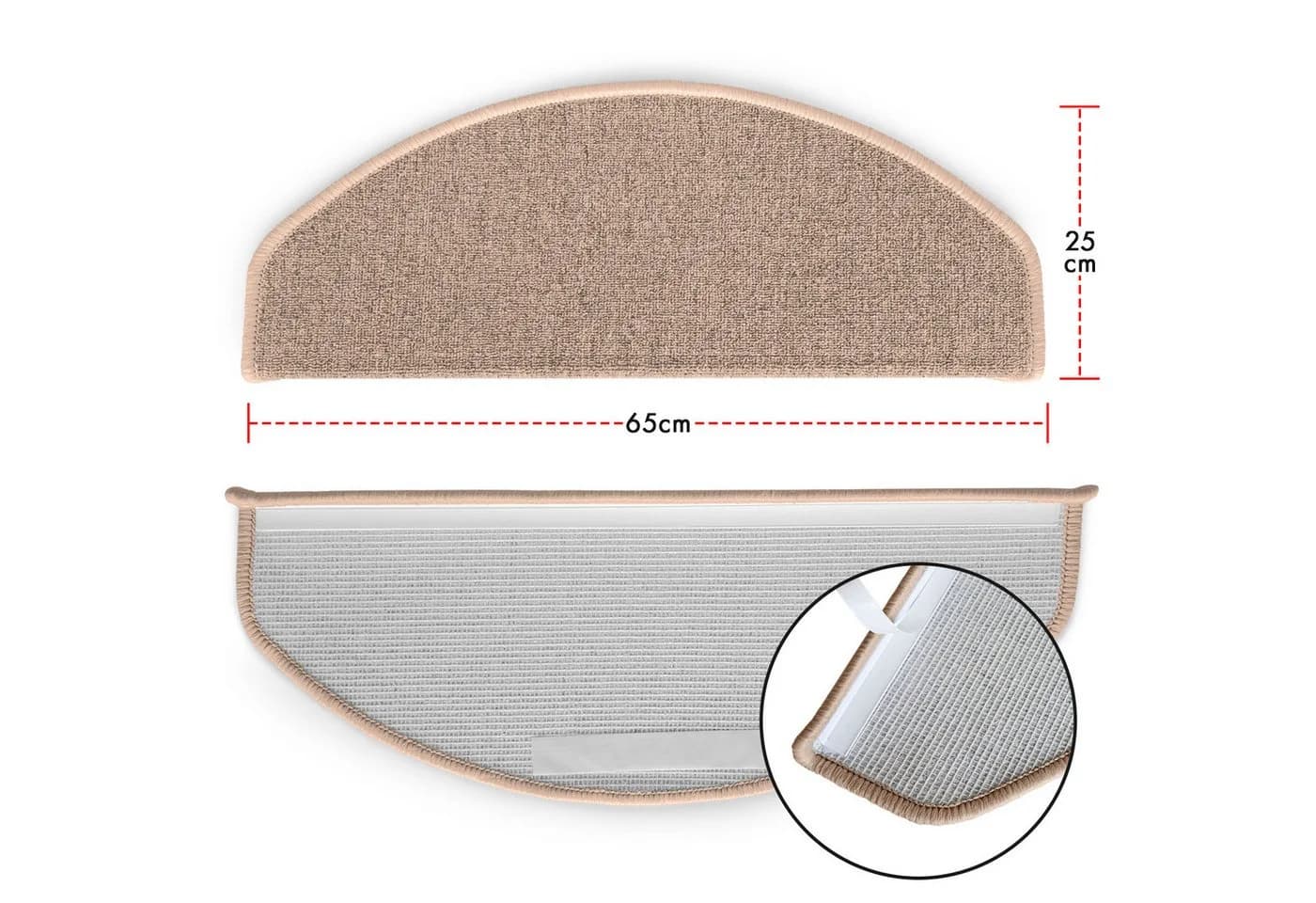 Floordirekt Stufenmatte London Pro Halbrund Beige Rutschhemmend