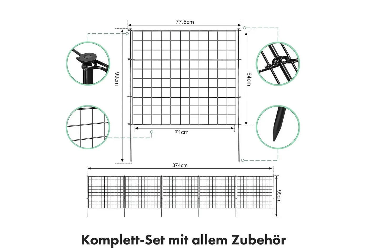 Floordirekt Teichzaun Pablo Metall-Steckzaun-Set - Bild 3