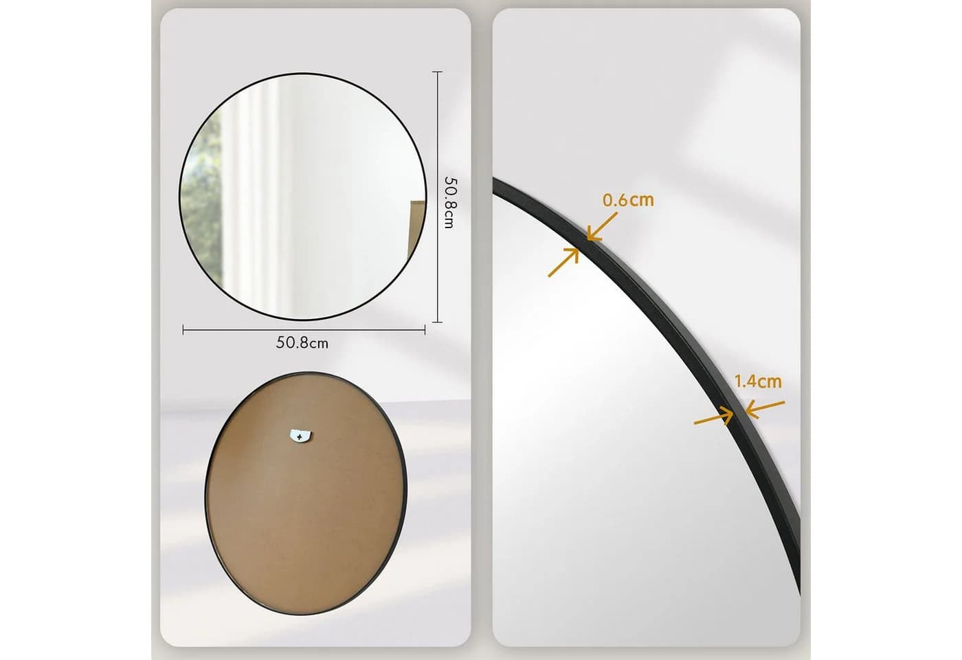 Floordirekt Wandspiegel Bella, Runder Spiegel mit schwarzem Aluminiumrahmen, 3 Größen - Bild 5