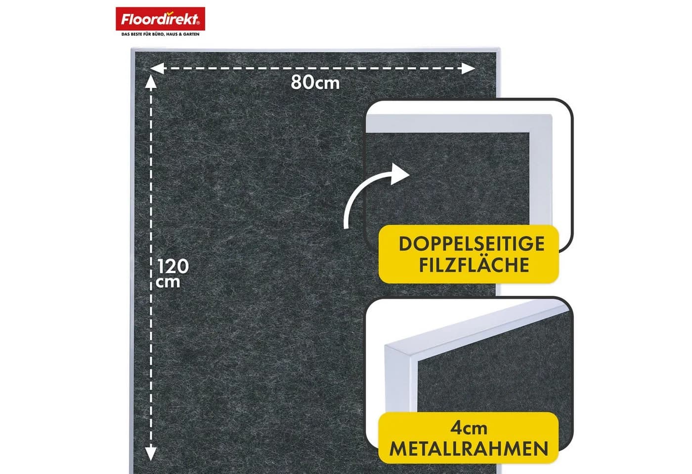 Floordirekt Memoboard Giant Mobile Präsentationstafel Schwarz - Bild 5