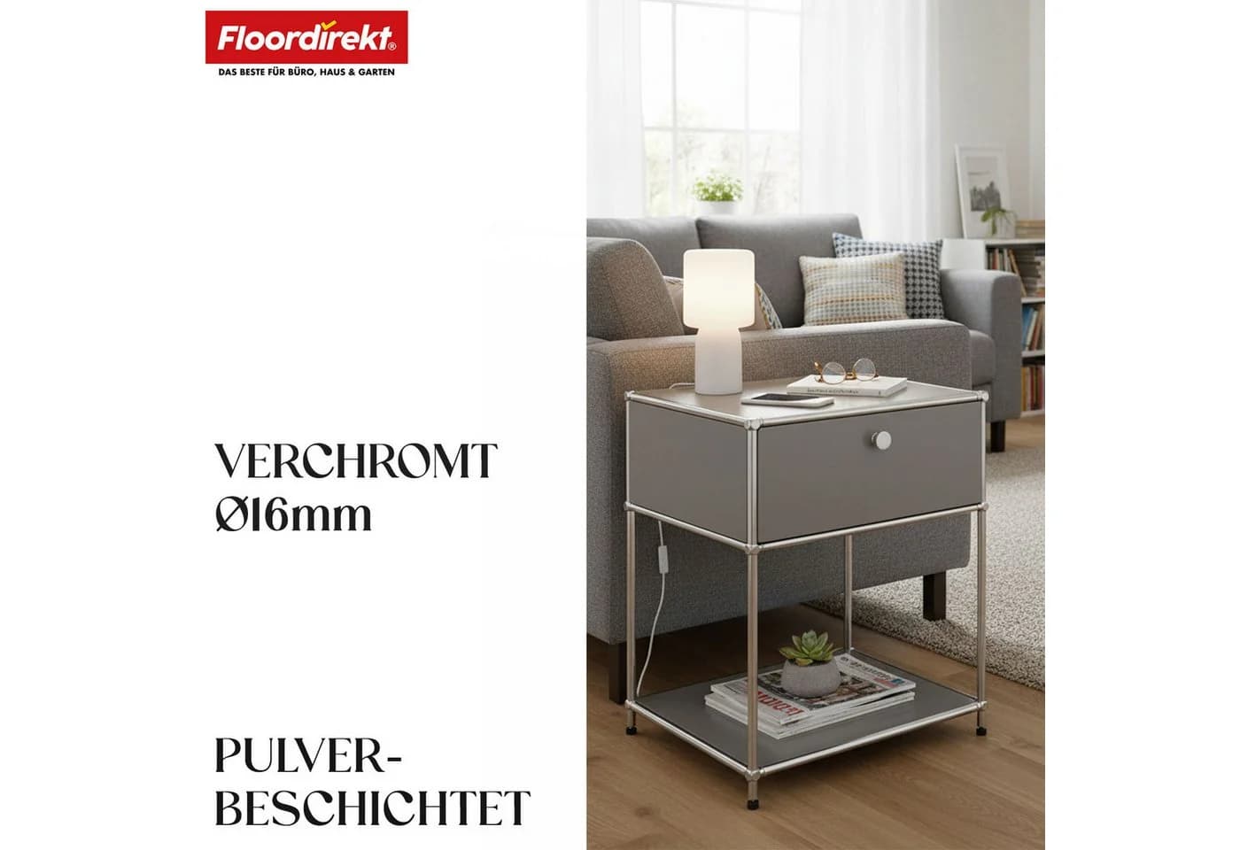 Floordirekt Beistelltisch Concept Epure Grau Metall - Bild 3