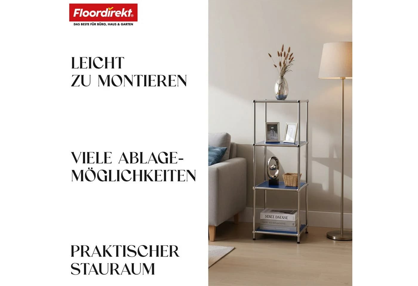 Floordirekt Standregal Concept Epure MK-005 Metallregal Silber/Grau/Gold - Bild 4