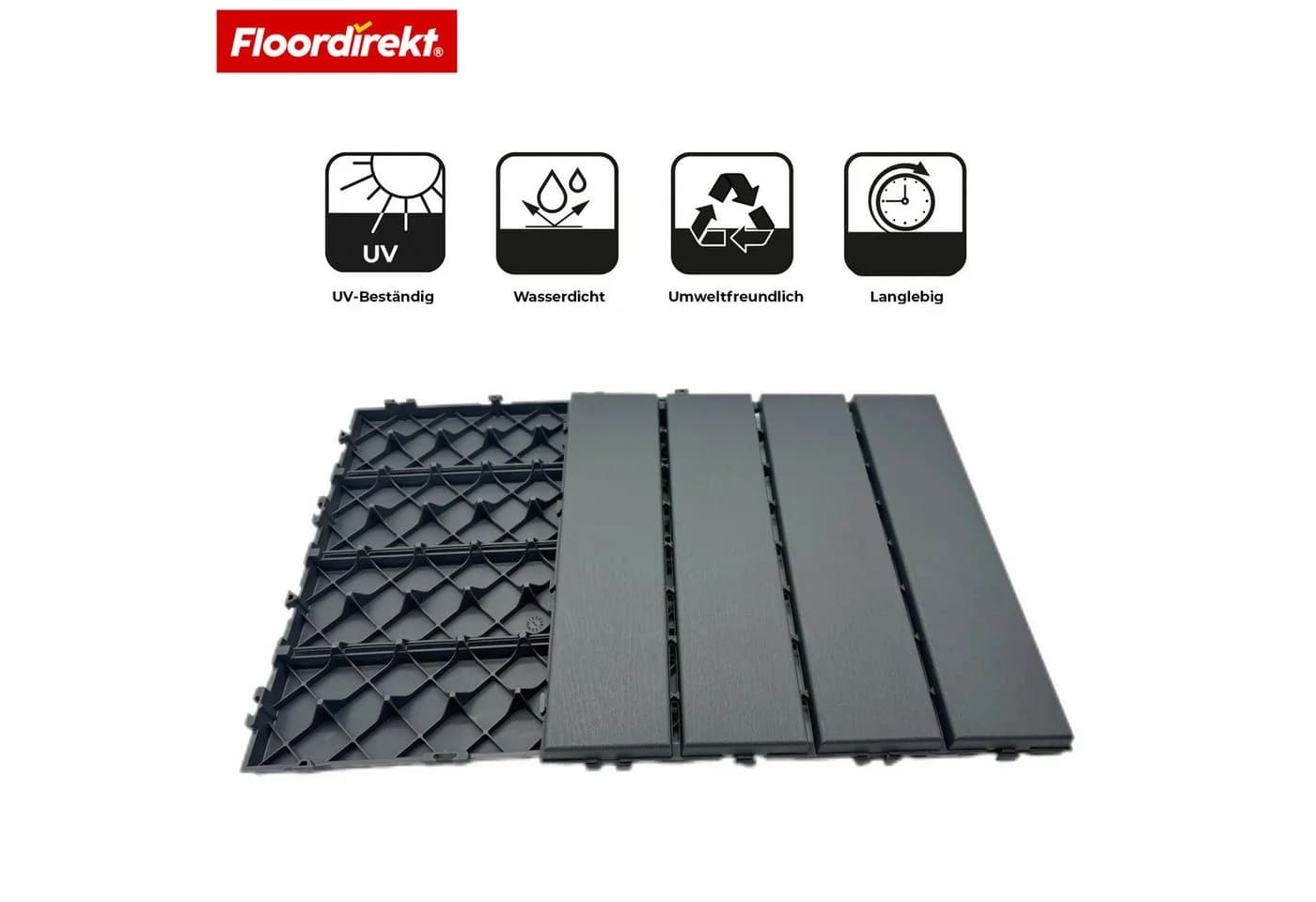 Floordirekt Terrassendielen Klickfliesen Elyse 30x30 cm Grau Polypropylen - Bild 3