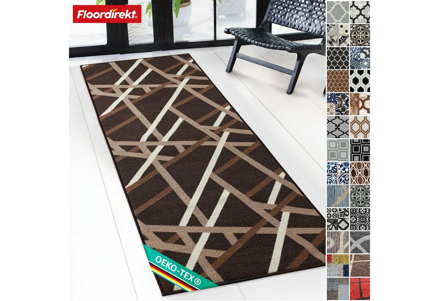 Floordirekt Läufer Printed Streifen-Design Braun