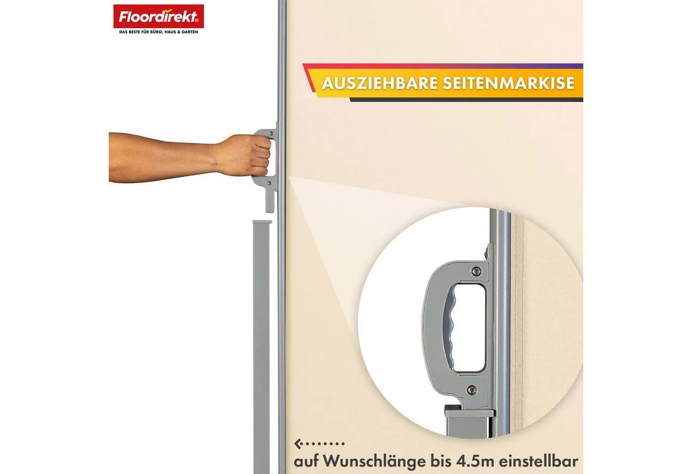 Floordirekt Seitenmarkise Aluminium Sichtschutz Sonnenschutz - Bild 3