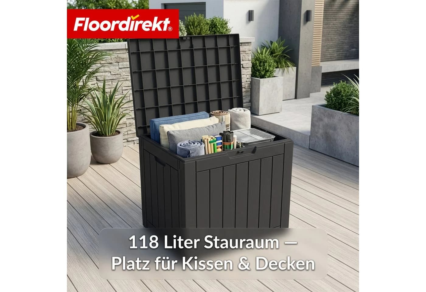 Floordirekt Gartenbox Holz-Optik Anthrazit/Braun - Bild 3